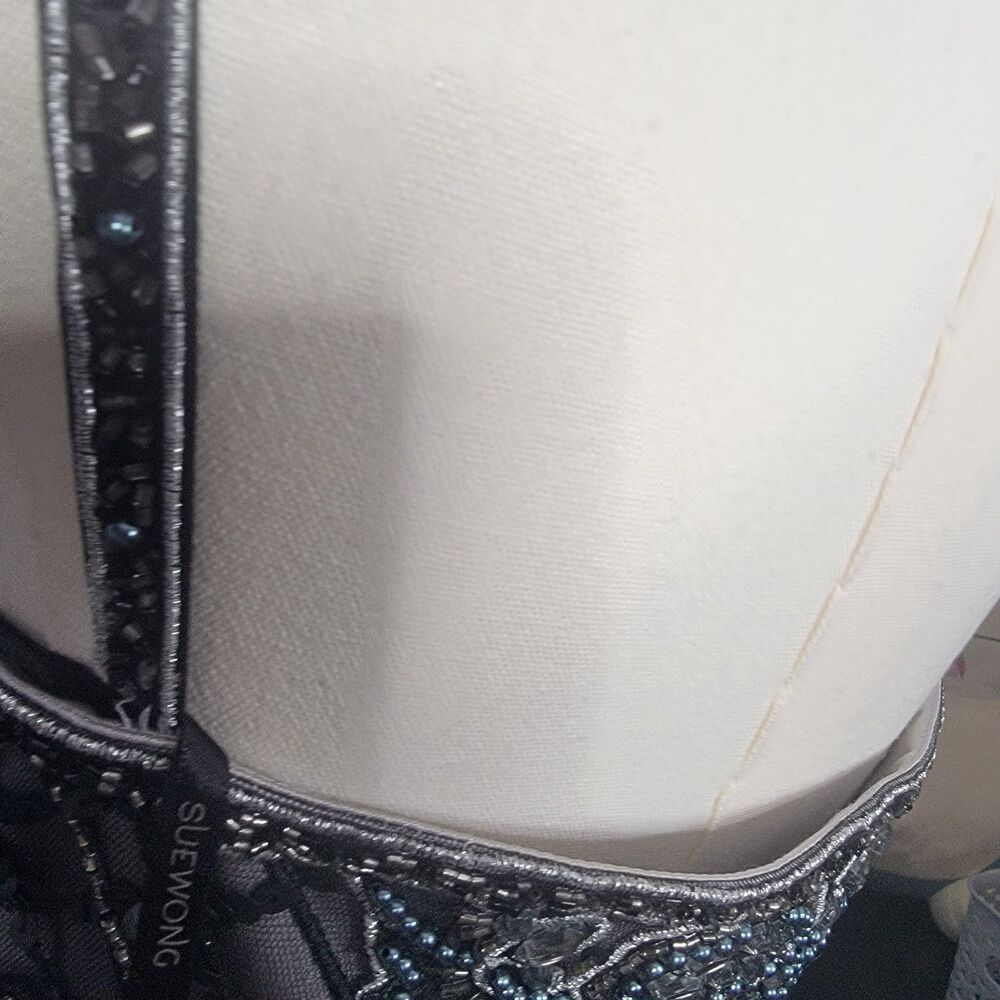 Sue Wong New Size 8/Med Beaded Dress Fringe New Gatsby Hoco Platinum Black - Picture 10 of 17